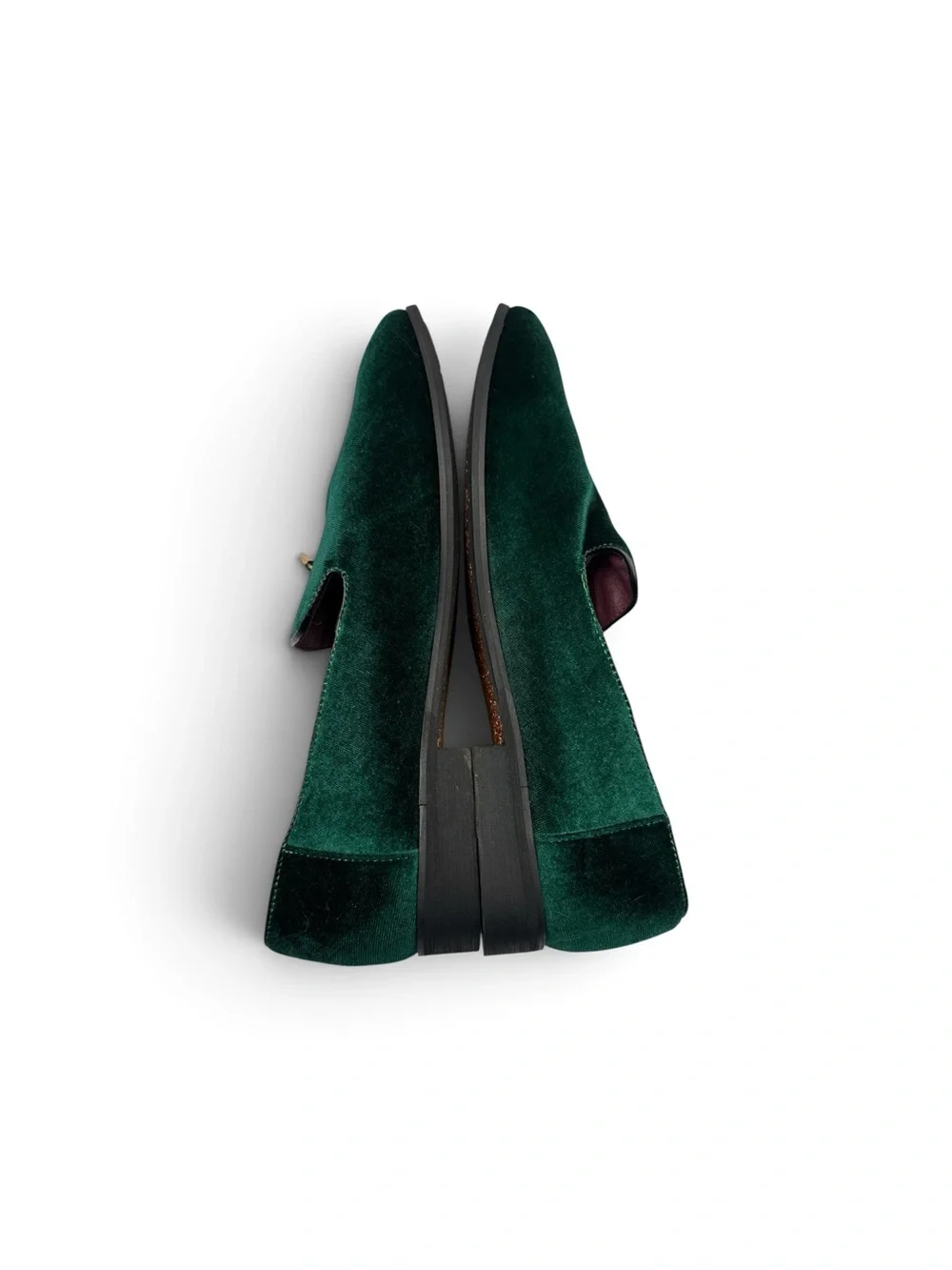 CMM Mens Emerald Green Velvet Loafers Gold Fang Slip On Shoes 11” Insole 10.5 11